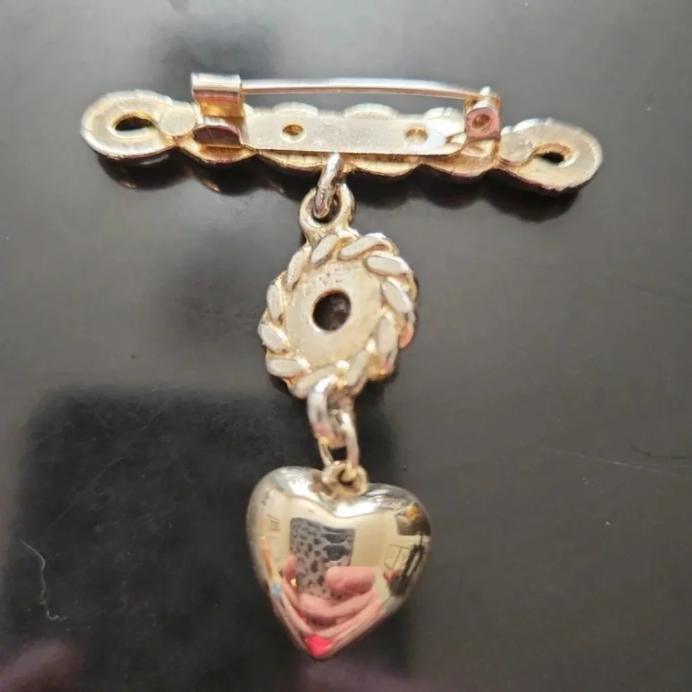 Goldtone Heart Pendant Brooch